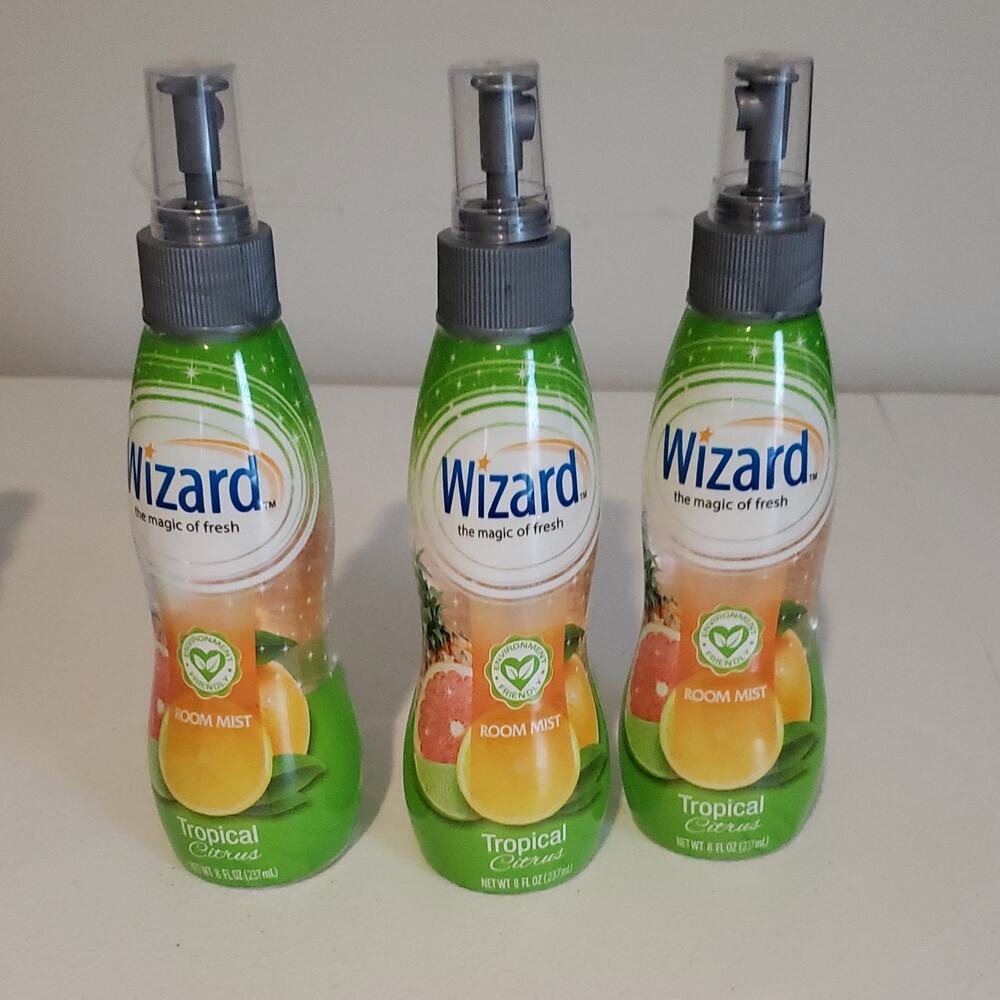 Wizard Tropical Citrus Room Mist Spray Odor Eliminator 3 Pack 8 fl oz Each